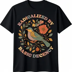 Radicalized by Basic Decency Floral Social Justice Feminist T-Shirt