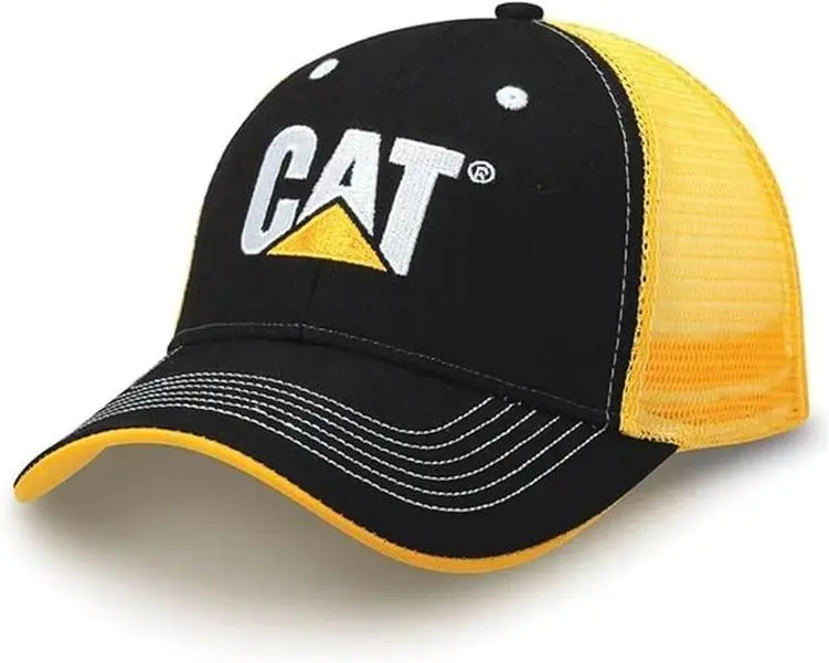 CAT Black & Gold Tonal Stitch Mesh Trucker Cap/Hat