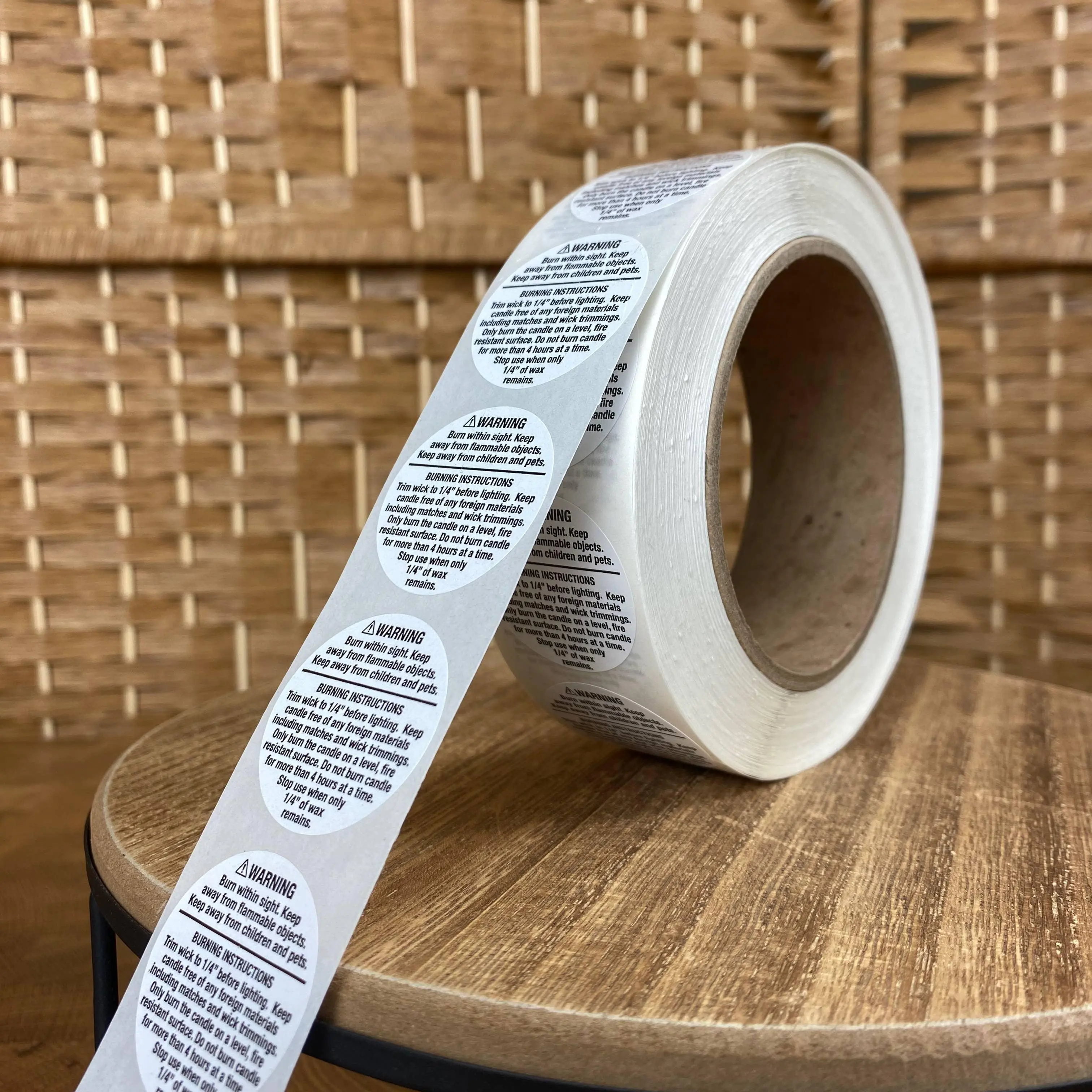 1.25 inches Candle Warning Label, 25 Count, Handcrafted, Adhere to Standards, Includes Burning Instructions, Easy to Apply for DIY Candle & Soap Making