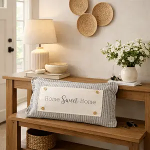 PANEL ONLY RECTANGLE Neutral Panel: Farmhouse Gray Between Holiday Inbetween Bench Bed Decor; HOME SWEET HOME