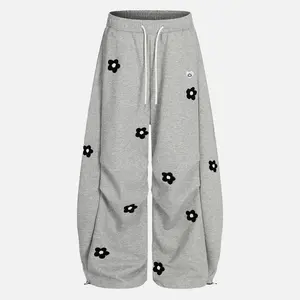 Aelfric Eden Unisex Floral Towel Embroidery Baggy Barrel Sweatpants Elastic Waist Drawstring Casual Pants Y2K  Streetwear Loose Fit Vintage Joggers