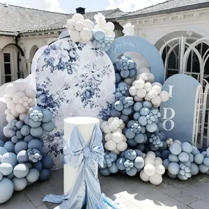 134Pcs Dusty Blue Balloons Arch Kit,Muted Light Blue and White Balloon Garland mit 18 Inch Pale Clear Balloon *5, Long Balloon as Bow Decor for Boy Gender Reveal Wedding - Home Improvement.