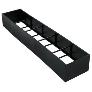 Heavy Duty Black Metal Square Planter Box  - Snap-On Garden Flower Bed Frame - Open Base Raised Garden Bed Plant Pot - Outdoor Patio, Yard, Garden Décor, Outdoor Planting Boxes, Raised Garden Beds