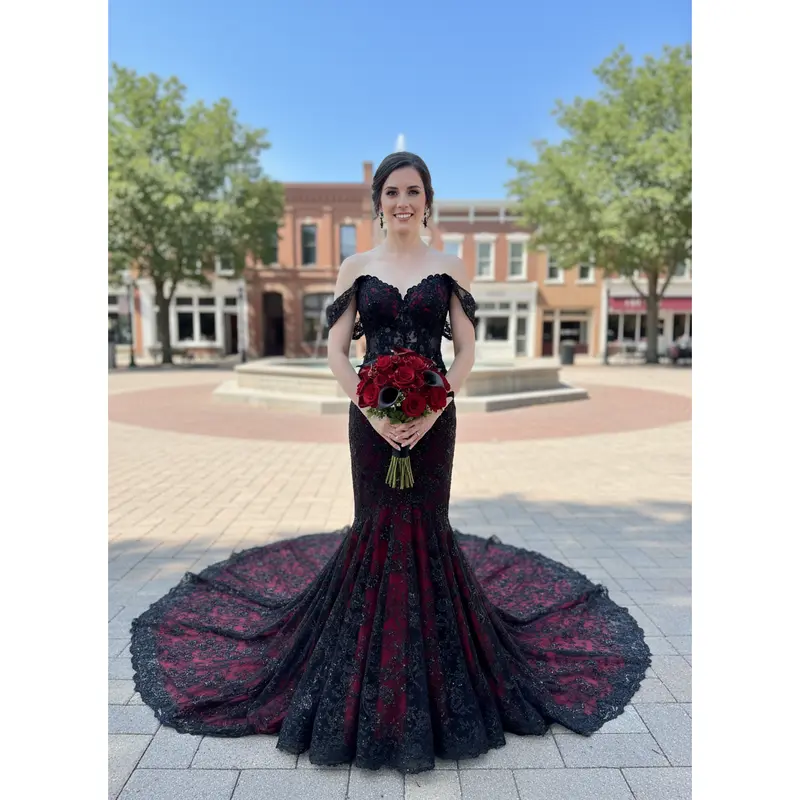 dark red and black wedding dresses Taylor Dark Red and Black Wedding Dress, Ombre Colored Wedding Dress,  Halloween Wedding Dress, Gothic Wedding Dress, Custom Black and Red