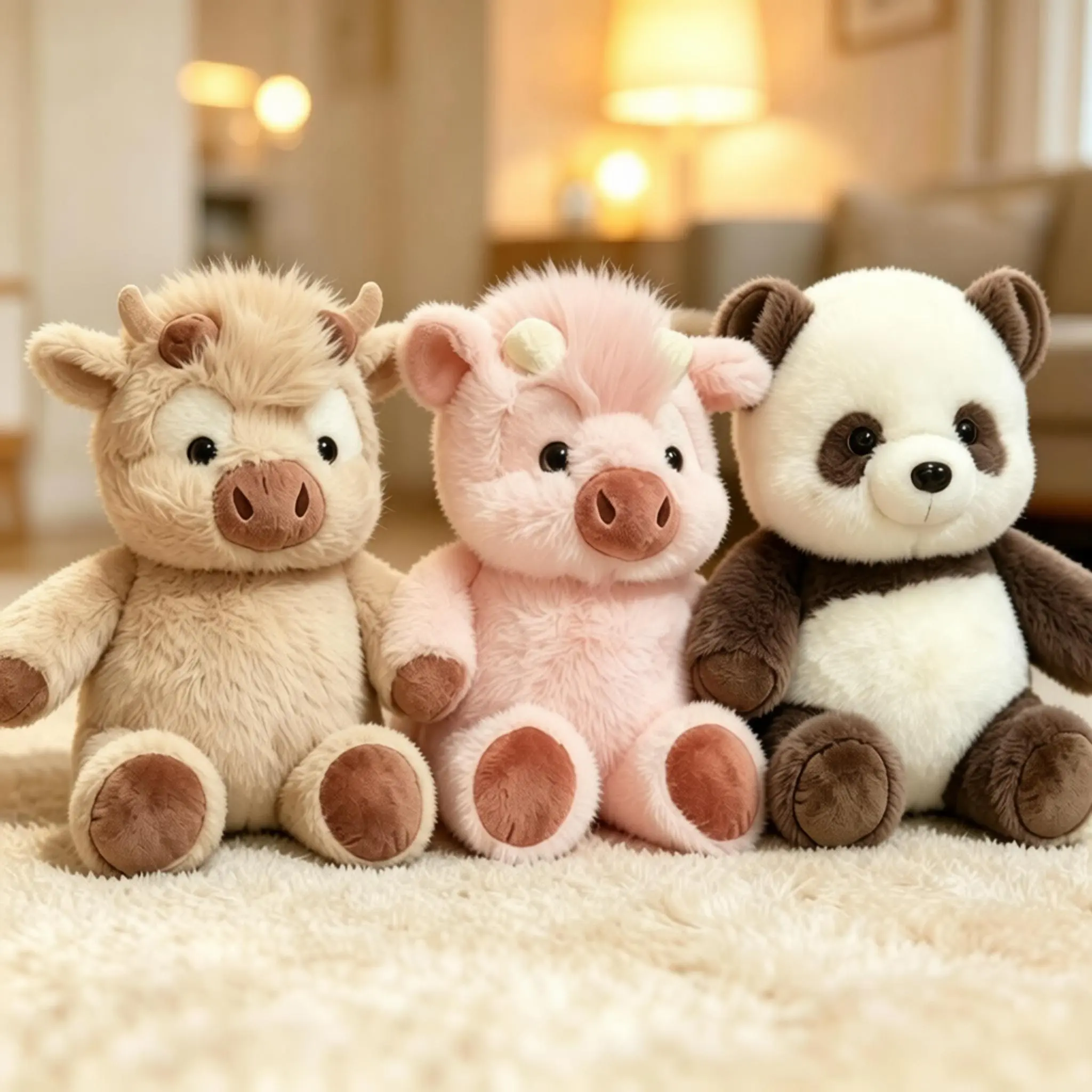 Cute Highland Wool Plush Toy, Running Pig Animal Series Doll,moo moo plushies, &Mother's Day Gift, Adorable Sheep Plaything, Cuddly Stuffed Animal