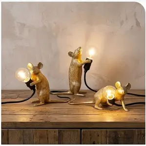 Gold Mouse Figurine with Light Bulb and USB wire connector