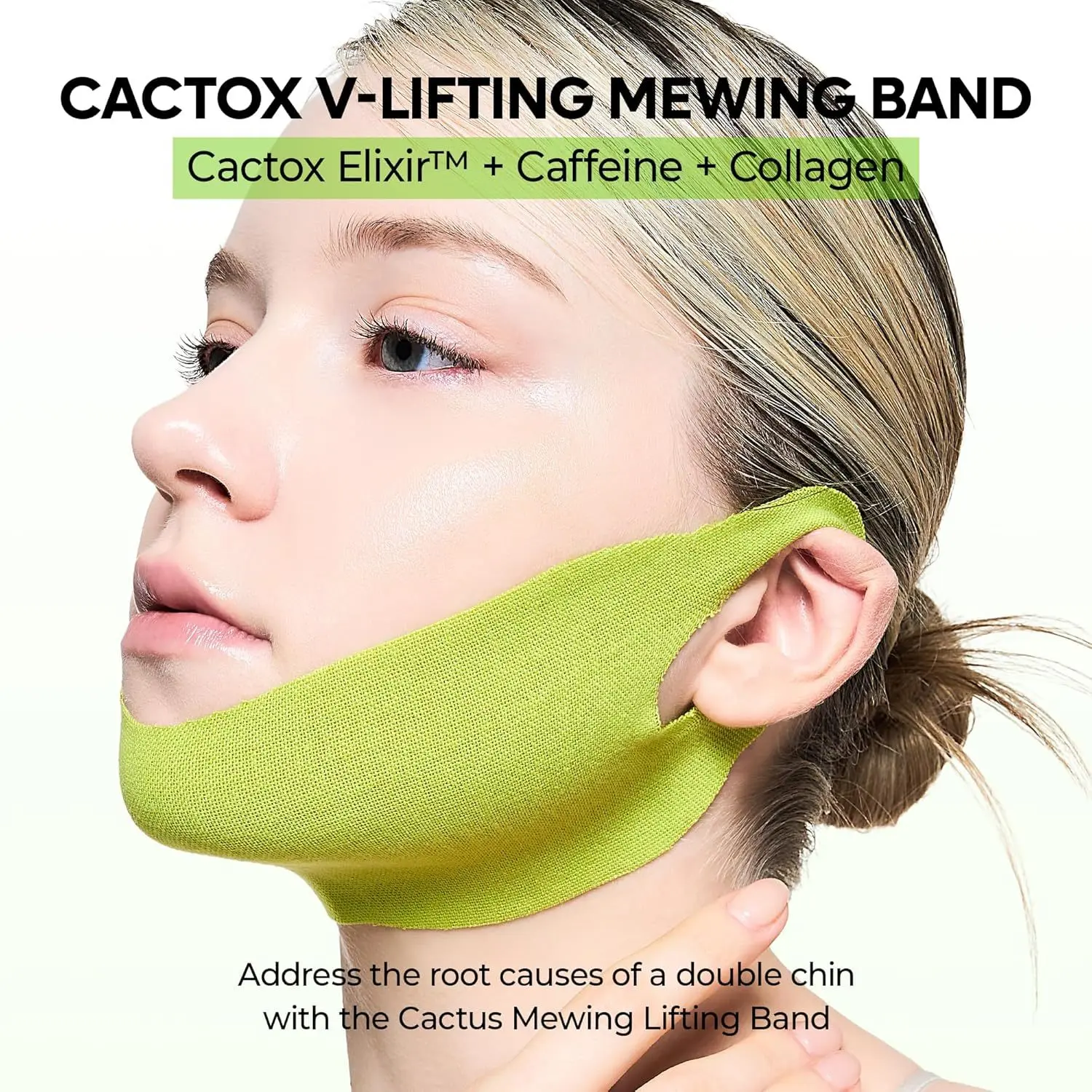 Cactus Cooling V-Lift Face Mask - Moisture-Boosting Facial Lifting Band for Jawline Definition, Skin Tightening, Anti-Puffing Effects