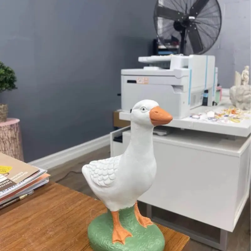 Concrete Baby Goose Statue - 10 inches Tall Garden Sculpture, Home Decor Ornaments, Landscape Gift for Garden, Porch Decor
