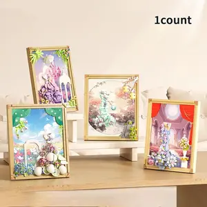 Dreamy photo frame, building blocks, flower princess wedding dress, cheongsam, building blocks, assembling toys, puzzle toys, holiday gifts, creative building blocks, ornaments, the preferred gift for friends and lovers