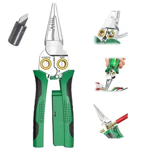 8 in 1 Wire Stripper Twister for Cutting and Pulling Wires, Cable Scissors,Voltage Tester Pliers, 12V to 250V Live,Null,Hot Wire Judgment AC DC, Audible and Flashing LED Alarms Diy Tools Tool Kit Set Hand Tools Wirecutters