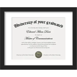 11x14 Diploma Frame with Clear Plexiglass, Displays 8.5 x 11 Certificate Frame with Mat or 11x14 Picture Frame without Mat for Document , Black, 1 Pack