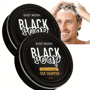 Black Soap for Gray Hair Coverage, Hair Darkening Bar Shampoo, Soap Cover Reverse Grey Hair Bar, Hair Darkening Compressed Soap Bar Men'S Grey Coverage Bar Shampoo, Scalp Care, Darkening Shampoo, Easy Application, Travelfriendly
