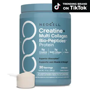 NeoCell Creatine Monohydrate Powder - With Multi Collagen Peptides - 30 Servings - Unflavored - for Women and Men