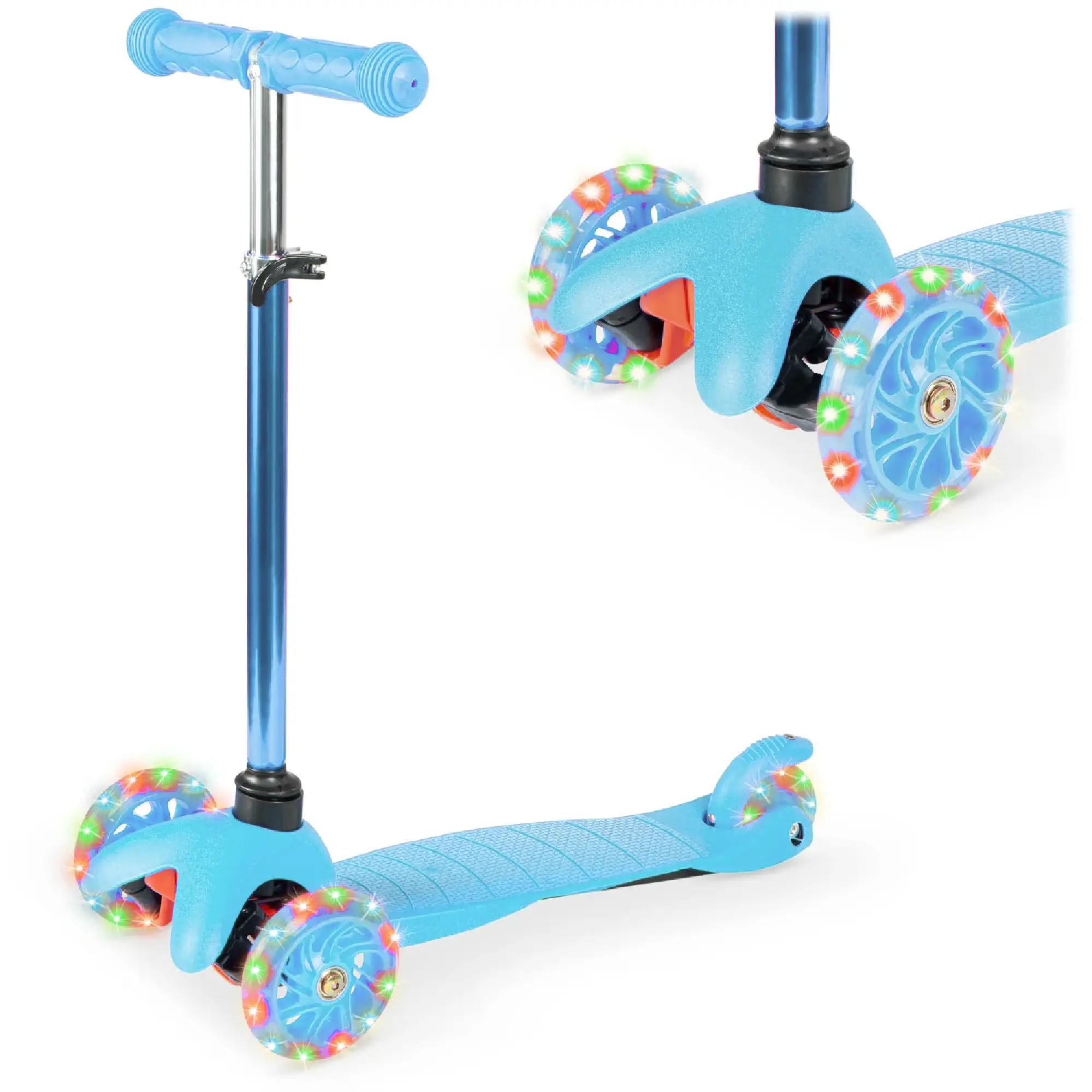 Best Choice Products Kids Mini Kick Scooter Toy w/ Light-Up Wheels and Height Adjustable T-Bar