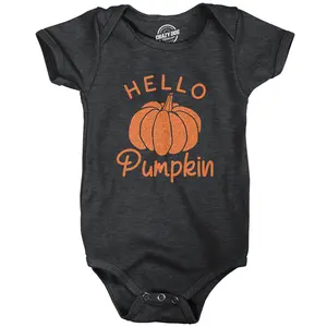 Hello Pumpkin Baby Bodysuit Funny Newborn Halloween Fall Autumn Lover Jumper Funny Baby Onesies Halloween Clothes for Baby Novelty Onesie Black