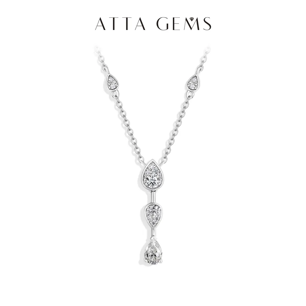 ATTAGEMS Luxury D Color Pear Shape Moissanite Pendant Necklace - S925 Silver Exquisite Trendy Pendant, Women's Fashion Necklace for Anniversary Party Fine Jewelry Gift N056, Pendants Jewelry, Female