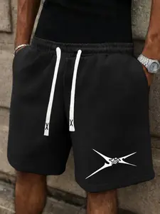 Men's Star Lightning Print Shorts with Casual Style, Loose Fit Streetwear Athletic Shorts for All Seasons, Graphic Letter Pattern
