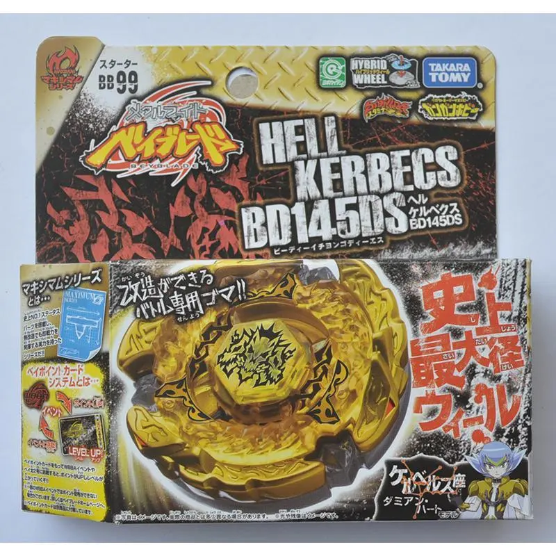 Metal Battle Fusion Top BB99 HELL KERBECS BD145DS WITH Light Launcher Metal Spinning Tops Anime Design