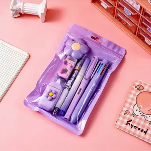 7 Pcs Blue Kawaii Stationery Set for School & Office, Cute Writing Supplies with 6-in-1 Pen Gel Pen Eternal Pencil Highlighter Eraser Correction Tape Utility Knife, Aesthetic Desk Decor Gift for Girls Boys Teens Students,pen