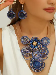 Boho Style Aluminum Wire Necklace Earrings Set, Handmade Jewelry for Women, Necklaces Set, Perfect for Parties and Evening Events