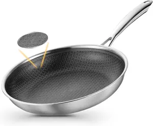 KOCH SYSTEME CS 10 Inch Tri-Ply Stainless Steel Frying Pan with Honeycomb Interior - stir-fry pan, Hybrid Stainless Skillet, Non-Toxic, Induction Compatible, Oven Safe for Gas, Electric & Induction Stovetops, gifts for women