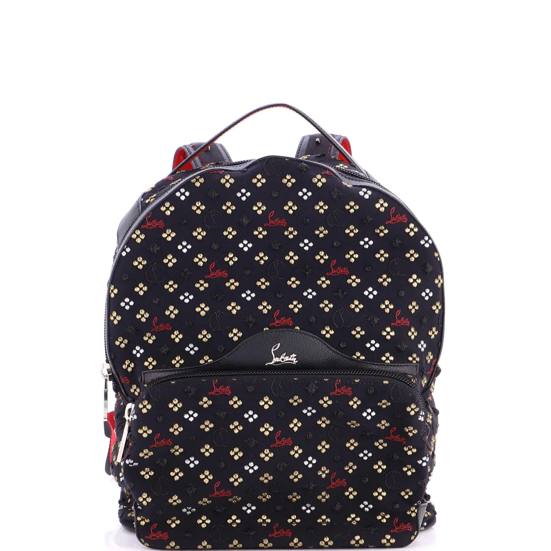 Pre-owned christian louboutin Canvas Plain Backpacks Backloubi Backpack Embroidered Canvas Small by Rebag