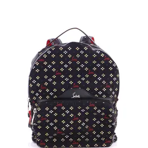 Pre-owned christian louboutin Canvas Plain Backpacks Backloubi Backpack Embroidered Canvas Small by Rebag