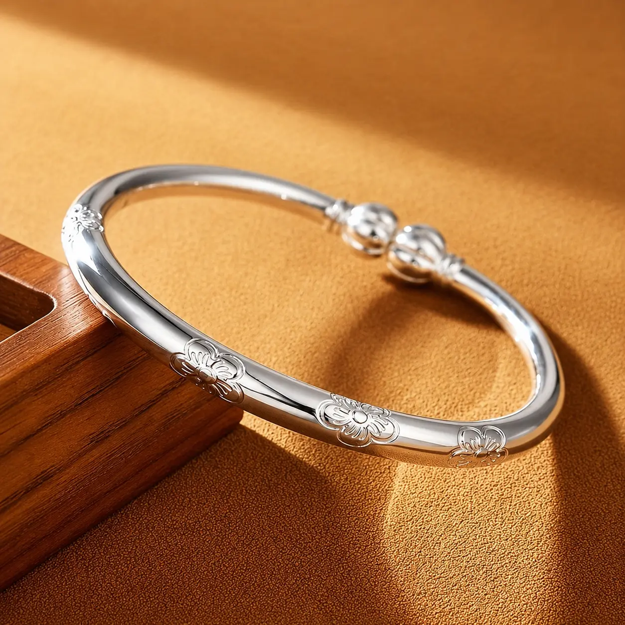 Bracelets Jewelry for Women, Minimalist S999 Silver Bangle with Pretty Flower Design, Fashionable Polished Finish for Daily Wear & Gifting, Pretty Bracelet, Flower Design Bracelet