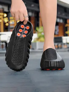 Sizes 38-45, Three Colors, Men's Athletic Outdoor Massage Ball Holes Shoes, High Elastic Eva Thick Sole Anti-Slip, Breathable Mesh Quick-Dry, Sports Shoes