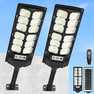 2PACK Commercial Solar Street Light Outdoor Waterproof 7000K LED Motion Sensor Dusk to Dawn for Yard Garage Terrace Garden Parking Lot Driveway Fence Barn IP66 Rated Yard Lighting