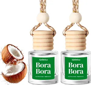 Car Air Freshener Tropical BoraBora  Pack Coconut Hanging Air Freshener Diffuser, Cute Car Accessories Air Freshner for Women & Men Gift NonToxic Car Scent Long Lasting Oil Diffuser Made in USA