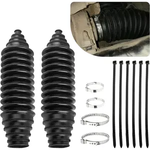 Car Rack and Pinion Boot Steering Rack Boot Tool Kit,Dustproof Silicone Inner Tie Rod Boot Set with Rack and Pinion Bellow Cable Ties and Clamps,Professional Car Accessories