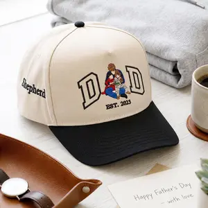 Custom Portrait Embroidered Dad Hat Using Photo, Father's Day Gift For Dad, Custom Dad Photo Hat Gift For Him, Dad Est Embroidery Hat