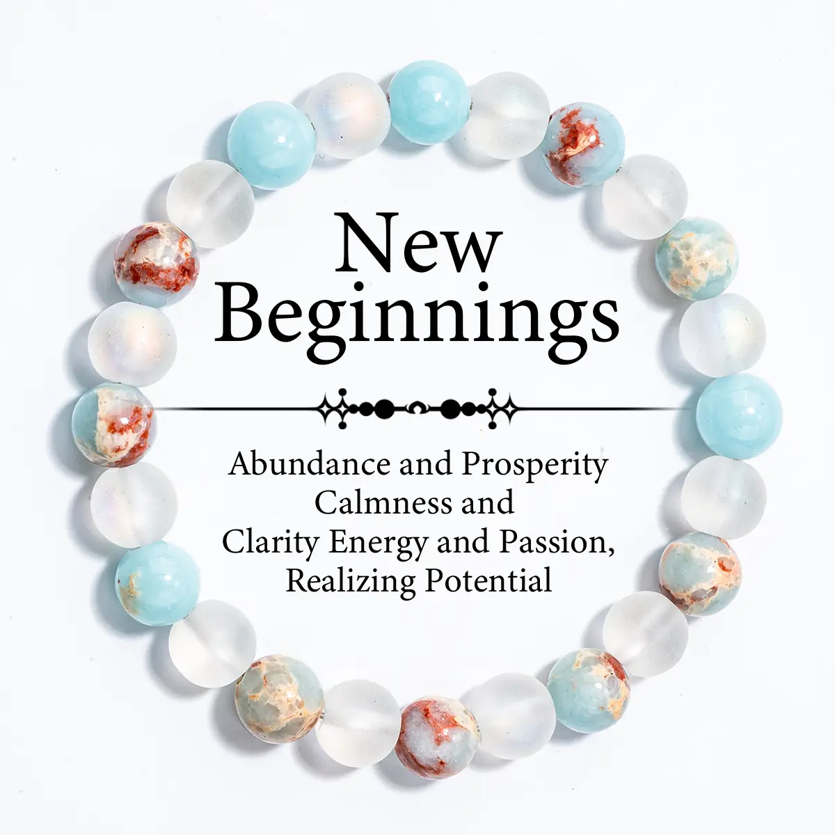 New Beginnings Energy Balancing Beaded Bracelet With 8mm Natural Tiger Eye & Handcrafted Crystal Beads Elastic Wristband For Women Emotional Balance & Positive Energy Gift Jewelry