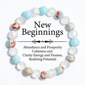 New Beginnings Energy Balancing Beaded Bracelet With 8mm Natural Tiger Eye & Handcrafted Crystal Beads Elastic Wristband For Women Emotional Balance & Positive Energy Gift Jewelry