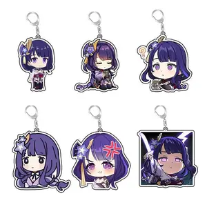 Genshin Impact Acrylic Key Chain Ring Raiden Shogun Anime Figure Figurine Double Sided Printing Custom Keychains Backpack Charms