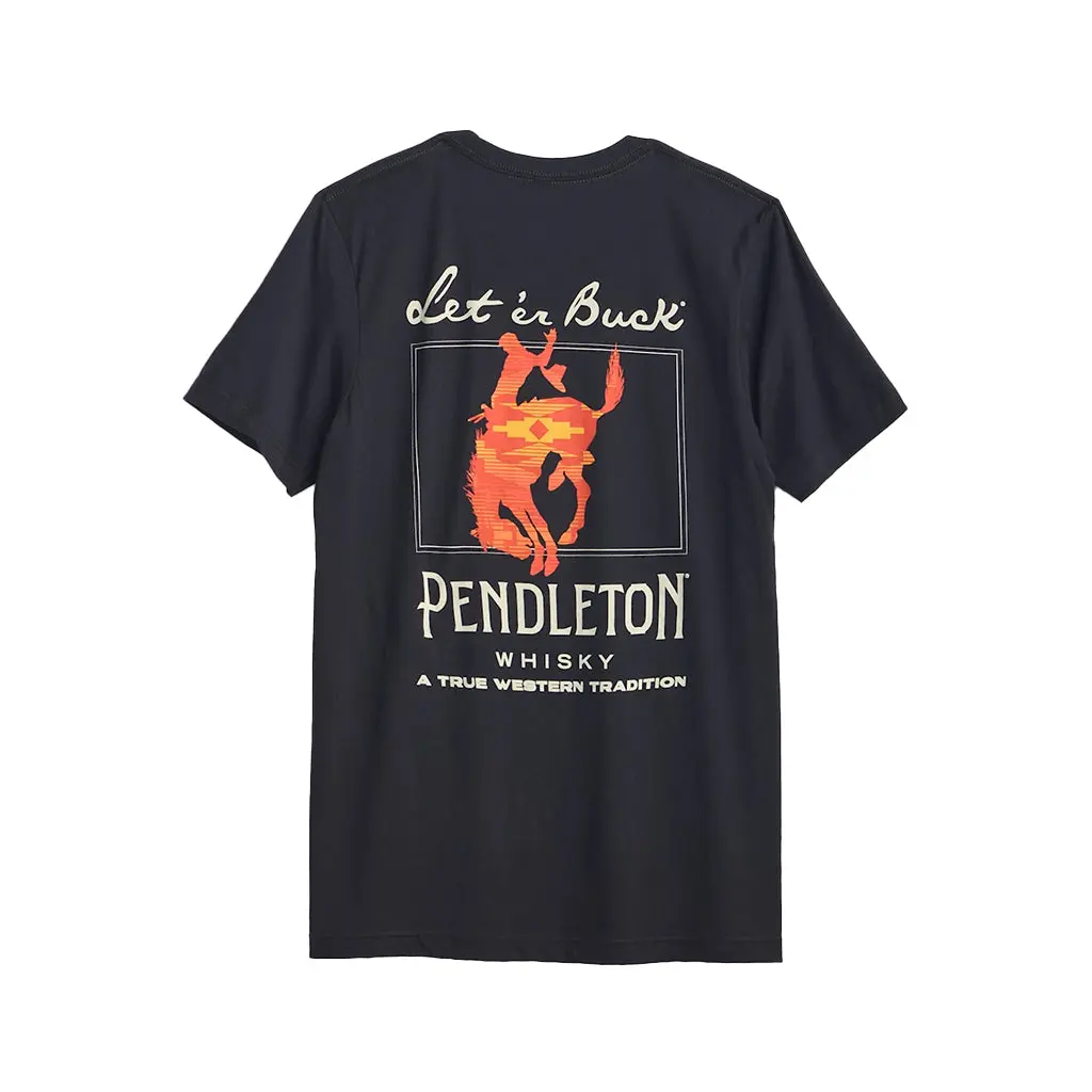 Pendleton Menswear Let'er Buck Graphic Tee, Soft Round Neck Heritage Collection Rodeo Inspired Tops, T-Shirt, Vintage, Authentic Connection, Logo, Heritage Tee