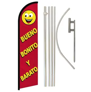 Windless Aluminium-Steel Banner Flag & Pole Kit, Budget-Friendly Polyester Festive Home & Business Backdrop Supply for Home Party Needs