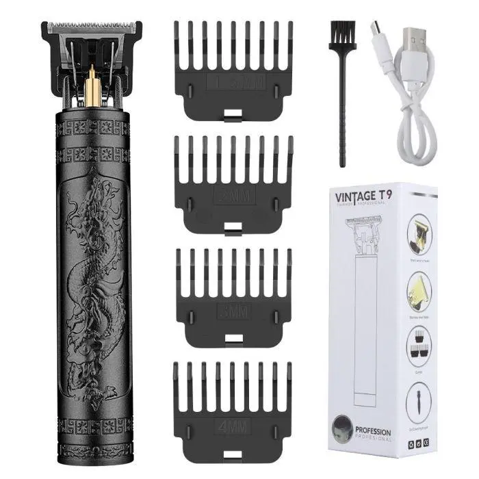 LQT Rechargeable T-Blade Men's Hair Clipper Set，Body hair trimmer - Barber Grooming Equipment with 4 Guide Combs, USB Charge Cable, Steel Blade for Precise Cuts, Engraving & Mustache Trimming gift