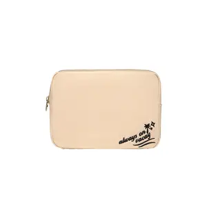 Stoney Clover Lane "always On Vacay" Embroidered Large Pouch in Sand