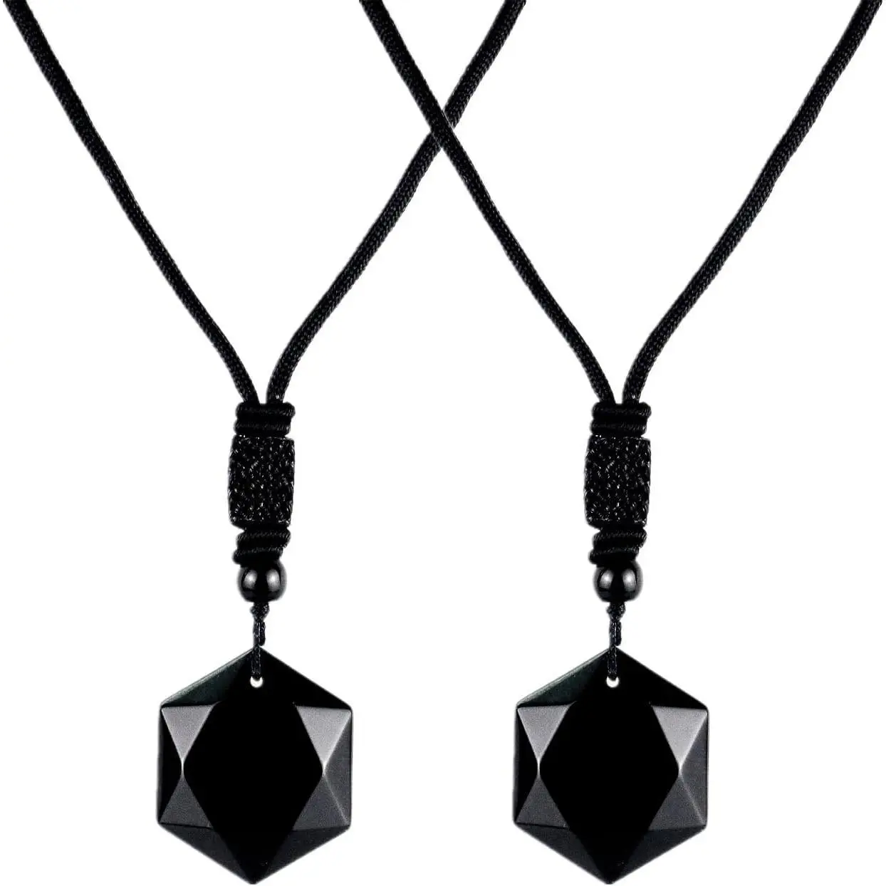 Necklace Natural Stone Hexagram Necklace Amulet Lucky Love Crystal Pendant With Woven Cotton Cord for Men Women