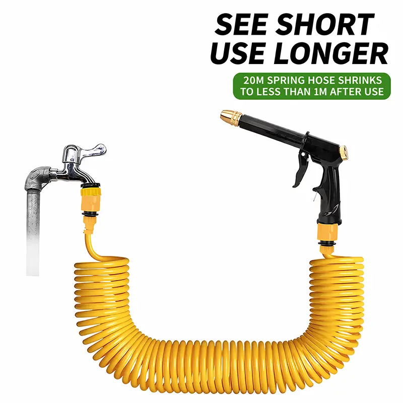 【New Shop Free Gifts /Limited Giveaway, Ends Once Gone】75ft Expandable Spring Garden Hose Kit with Free Car Wash Foam Gun, Adapter, Multi-Function Spray Nozzle – Ideal for Lawn Watering, Car Washing, Pet Cleaning
