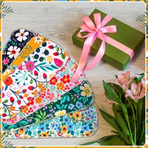 60 Pack Reusable Toilet Paper Washable Bidet Towels Rolls Flannel Cotton Treadmill Cloth Wipes with Cardboard (Floral)