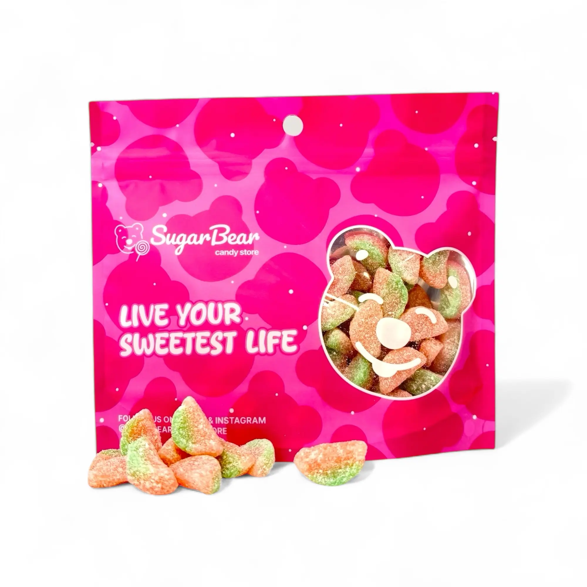 Sour Watermelon Slices - Soft & Chewy Sour Watermelon Candy- 4 oz & 8 oz & 1 lb Candy Bag