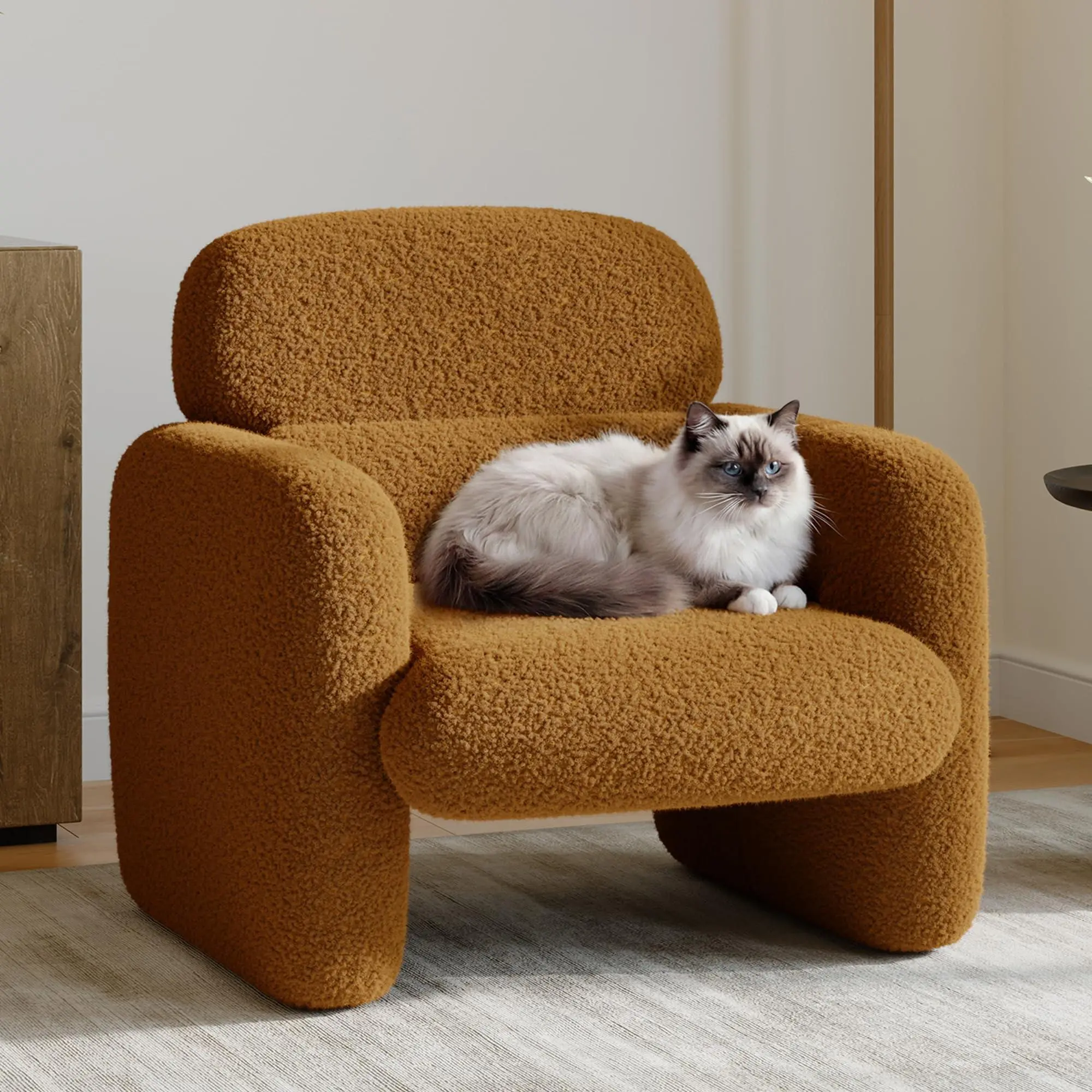 Garvee Modern Accent Chair, Boucle Chair