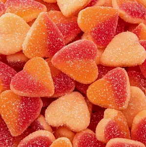 Peach Hearts Gummy Candy | 1-Pound Bag | Sweet and Sour Dye Free Candy Hearts | Soft Peach Gummies for Gifting, Buffets, Party Favors and Dessert Topping