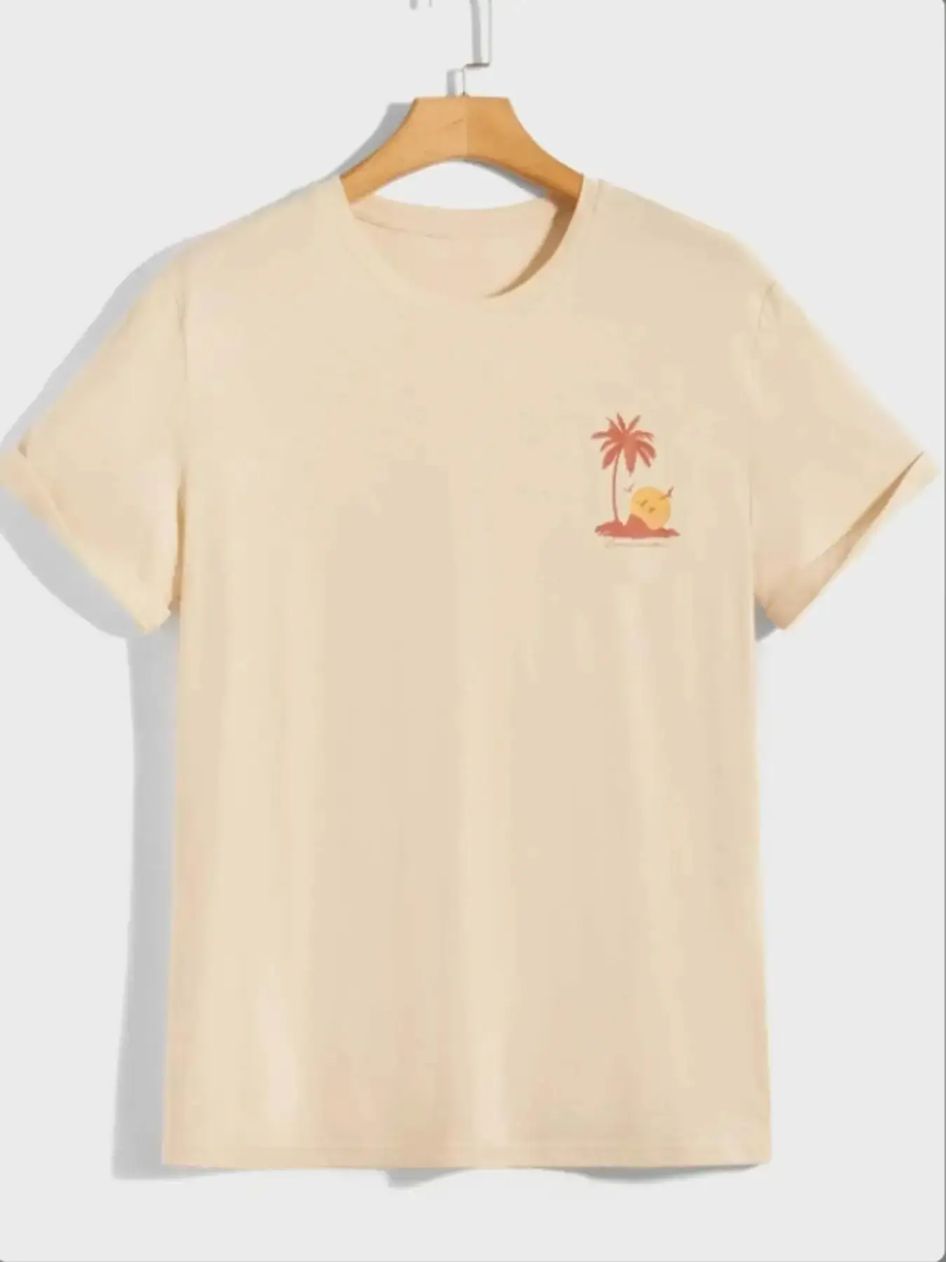 Manfinity Chillmode Men T-Shirts Fit Crew Neck Short Sleeve Graphic Tee Palm Tree Casual