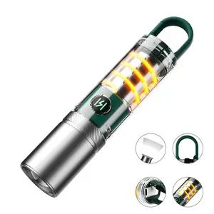 Rechargeable LED Flashlight with 360° Camping Lantern, Super Bright Long Range Torch, Portable Waterproof Survival Gear, Must-Have for Camping, Hiking, Emergencies, Outdoor Adventures, Viral TikTok Trending Light