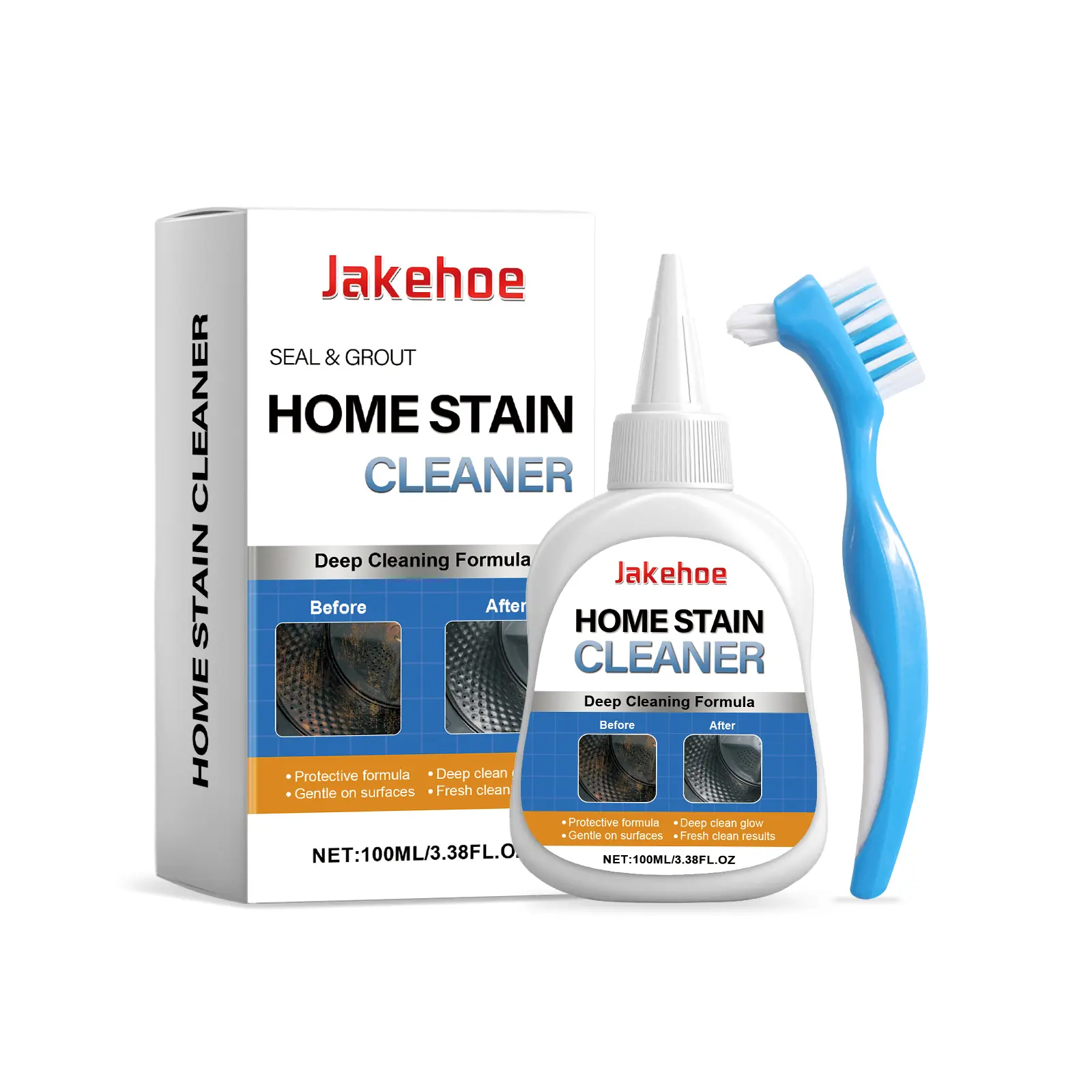 Antimicrobial Grout Cleaner Gel with Brush - Household Cleaning Solution for Ceramic Tile, Bathroom, Laundry Rooms