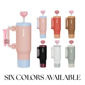 NAYAD 40oz Tumbler with Handle and Straw – Insulated Stainless Steel Travel Mug, Dual Straw & Sip Lid, Folding Handle, Cupholder Compatible, Water Bottle for Travel or Gifts